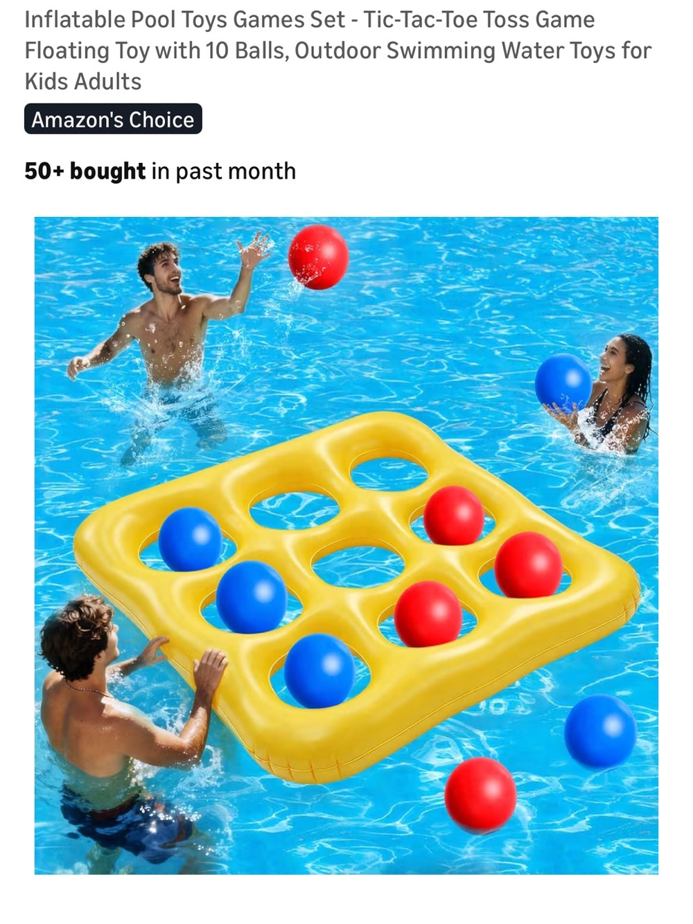 Brand new inflatable Tic-Tac-Toe Pool Game with Floating Balls